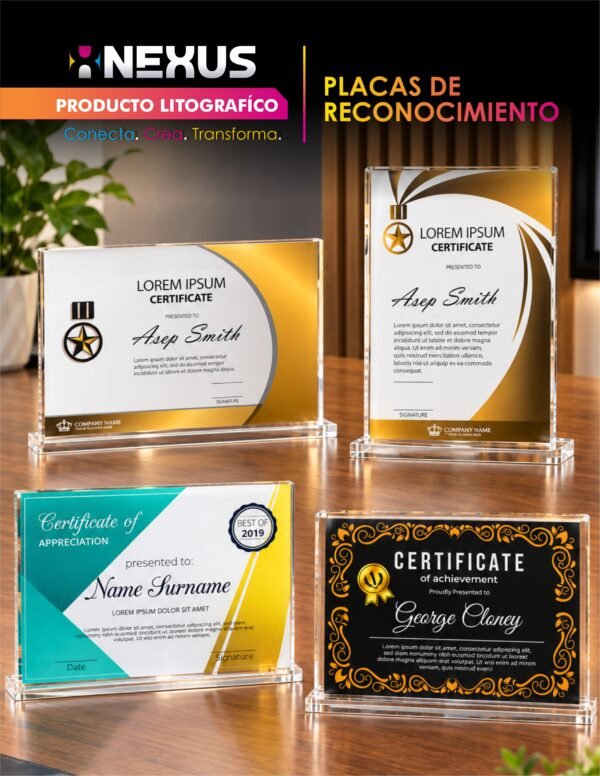 CATALOGO DEL APARTADO LITOGRAFICO-23 Placas de Reconocimiento